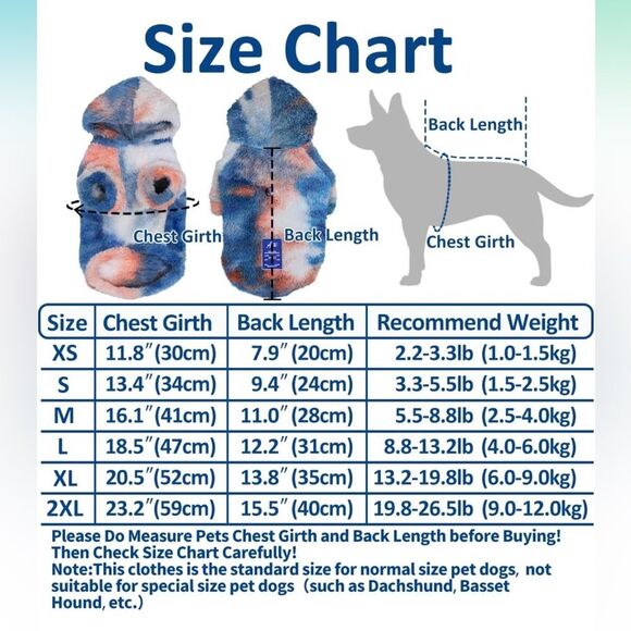 Dog Hoodie Sweater Large Cat Sweatshirts Tie Dye Pet Coat Pullover Winter D1 - Picture 6 of 6